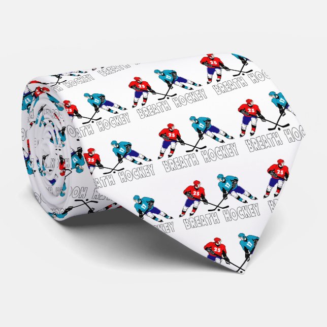 Fighting hockey players tie (Rolled)
