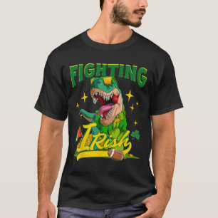 Fighting Irish Footbyll Vintage Dinosaur For Kids T-Shirt