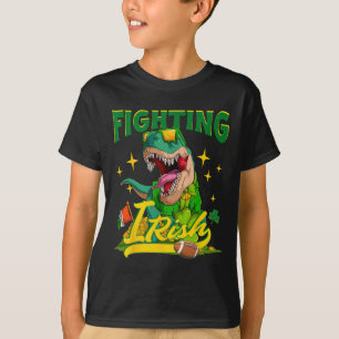 Fighting Irish Footbyll Vintage Dinosaur For Kids T-Shirt