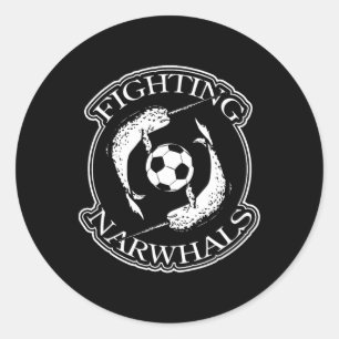 Fighting Narwhals Soccer Classic Round Sticker