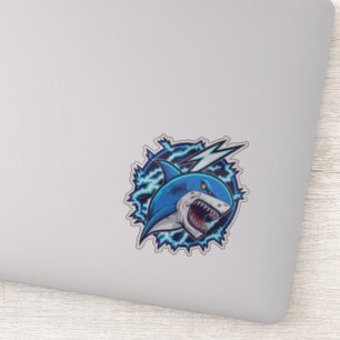 Fighting Ninja Shark illustration Sticker