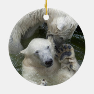 Fighting Polar Bears Ceramic Ornament