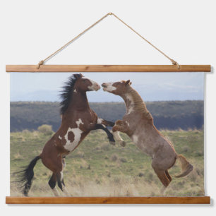 Fighting Stallions, Steens Mountains, Oregon Hanging Tapestry