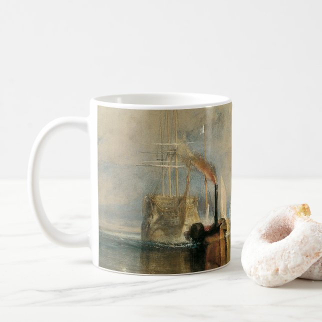 Fighting Temeraire by Joseph Turner, Maritime Art Coffee Mug (With Donut)