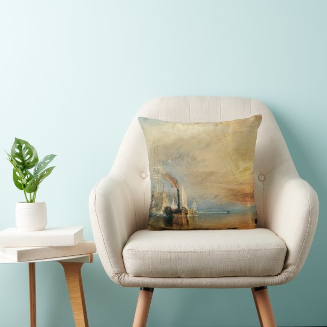 Fighting Temeraire by Joseph Turner, Maritime Art Throw Pillow (Chair)