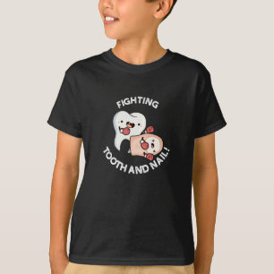 Fighting Tooth And Nail Funny Boxing Puns Dark BG T-Shirt