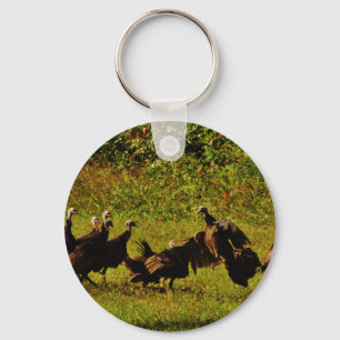 Fighting Wild Turkeys in The Smoky Mountains Keychain