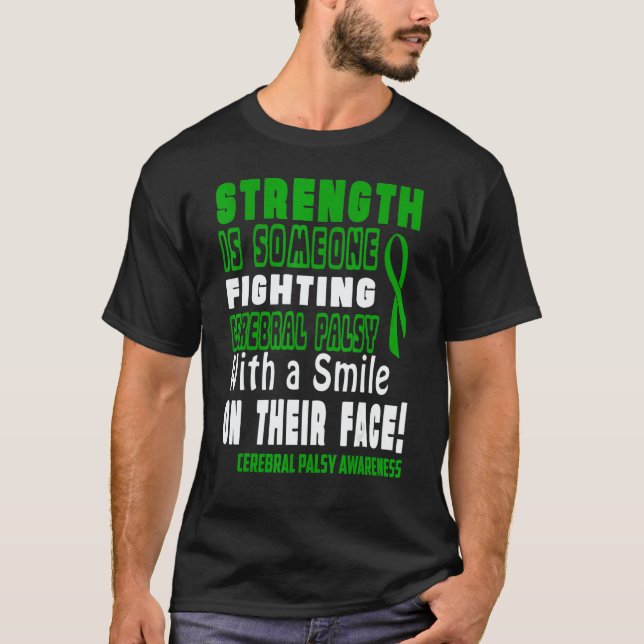 Fighting with a smile Cerebral Palsy Awareness T-Shirt (Front)