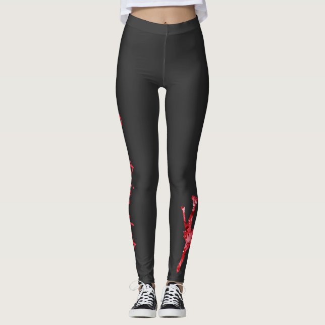 Figue skating leggings - red star arabesque (Front)