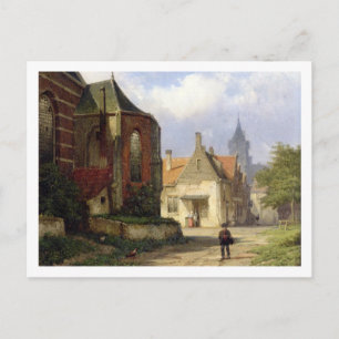 Figure before a Redbrick Church in a Dutch Town (o Postcard