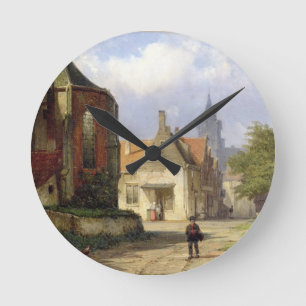 Figure before a Redbrick Church in a Dutch Town (o Round Clock
