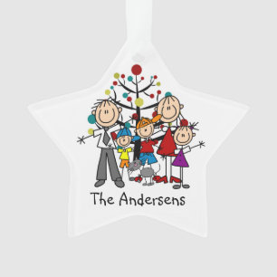 Figure de bâton Famille de cinq w d'ornement acryl