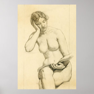Figure drawing - woman reading poster