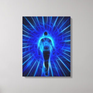 Figure emerges from light canvas print