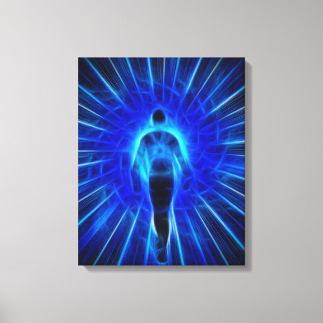 Figure emerges from light canvas print (Front)
