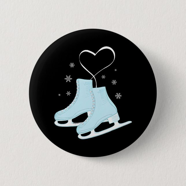 Figure Ice Skating Heart Figure Skater Love 2 Inch Round Button (Front)