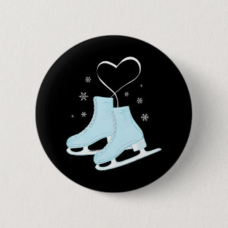 Figure Ice Skating Heart Figure Skater Love 2 Inch Round Button
