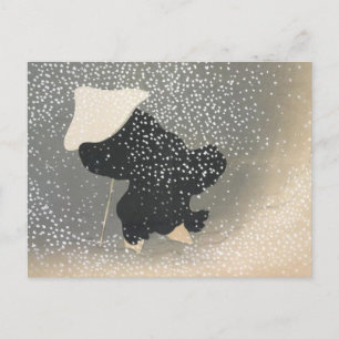 FIGURE JAPONAISE DANS LA CARTE POSTALE DE NEIGE