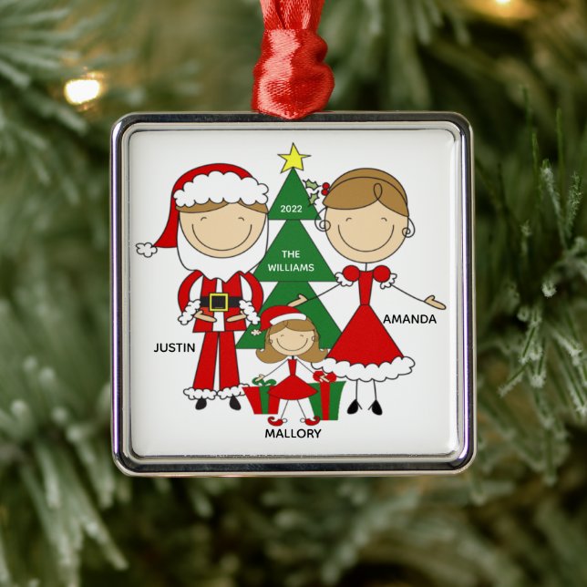 Figure mignonne Famille de 3 ornement de Noël (Arbre)
