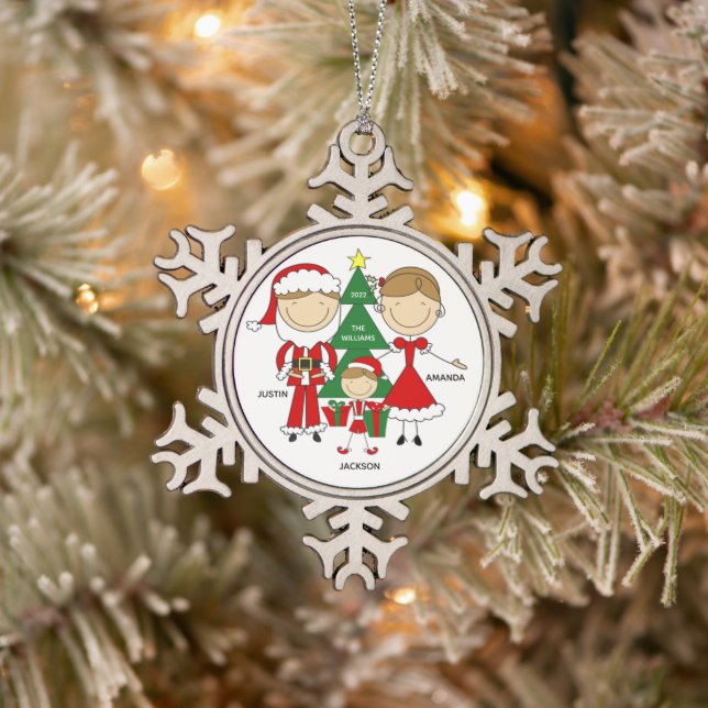 Figure mignonne Famille de 3 ornement de Noël (Arbre)