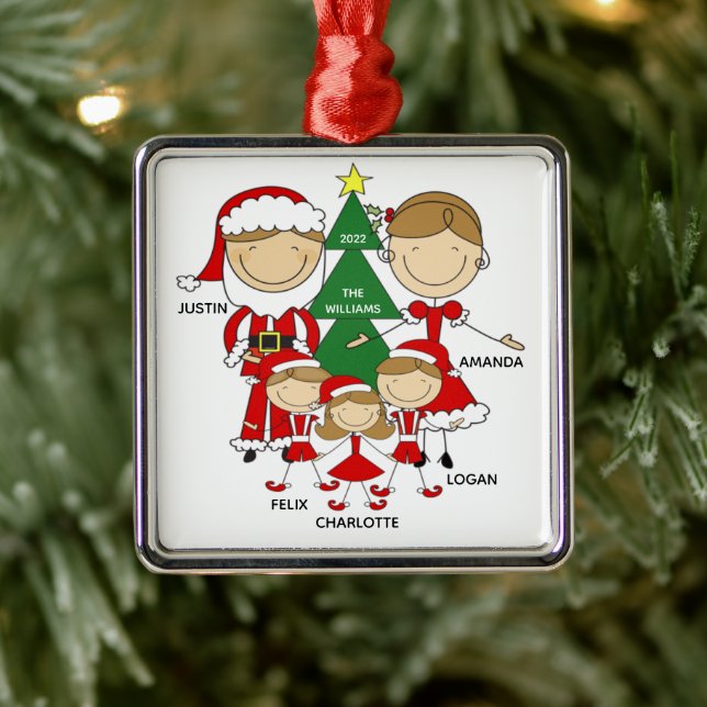 Figure mignonne Famille de 5 ornement de Noël (Arbre)
