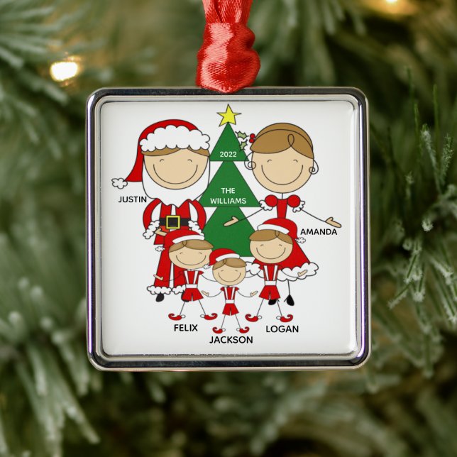 Figure mignonne Famille de 5 ornement de Noël (Arbre)