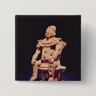 Figure of a warrior in full regalia 2 inch square button