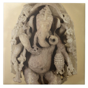 Figure of Ganapati, Chandella Dynasty (sandstone) Tile