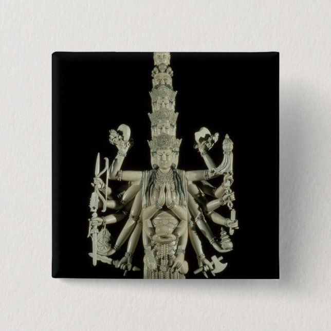 Figure of the Hindu Goddess Kali 2 Inch Square Button (Front)