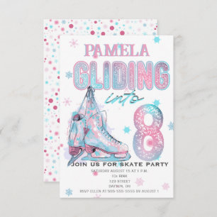 Figure Patinage 8e invitation de fête d'anniversai