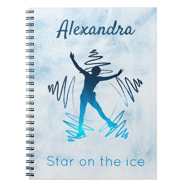 Figure patinage étoile carnet sur glace bleu (Devant)