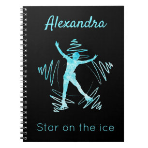 Figure patinage étoile carnet sur glace bleu gelé
