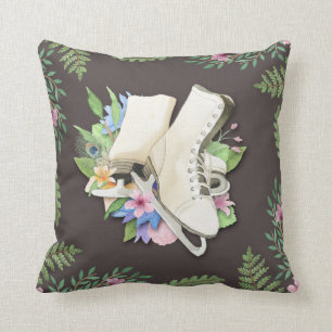 Figure Skate Design Throw Pillow
