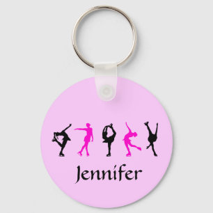 Figure Skater Girls & Name Key Chain (pale pink)