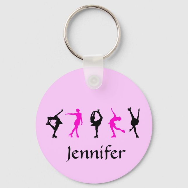 Figure Skater Girls & Name Key Chain (pale pink) (Front)