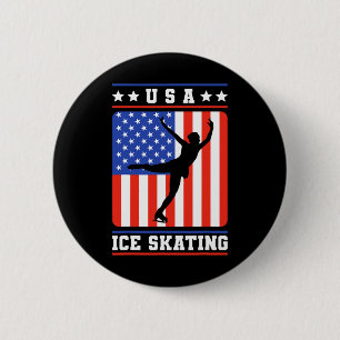 Figure Skater Usa Ice Skating 2 Inch Round Button