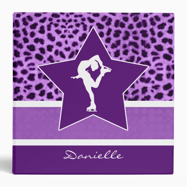 Figure Skater w/ Purple Cheetah Print and Monogram Binder (Front)