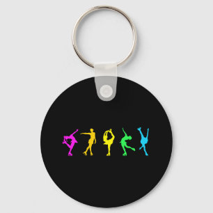 Figure Skaters Neon Pastel Rainbow Keychain