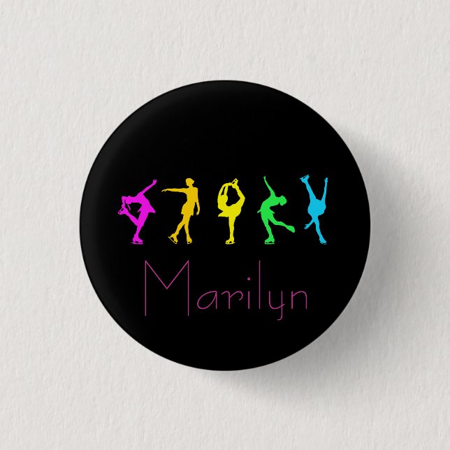 figure skaters neon rainbow button (Front)