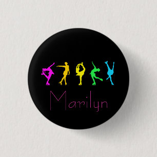 figure skaters neon rainbow button
