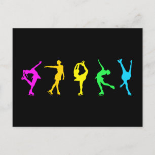 Figure Skaters Pastel Rainbow Postcard