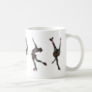 Figure Skaters, Pink, Grey Pattern Coffee Mug
