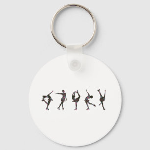 Figure Skaters, Pink, Grey Pattern Keychain
