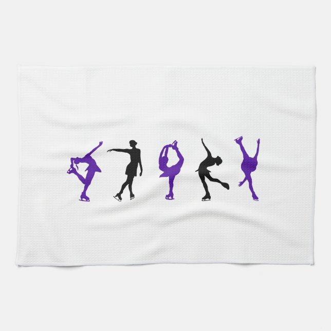 Figure Skaters - Purple & Black Kitchen Towel (Horizontal)