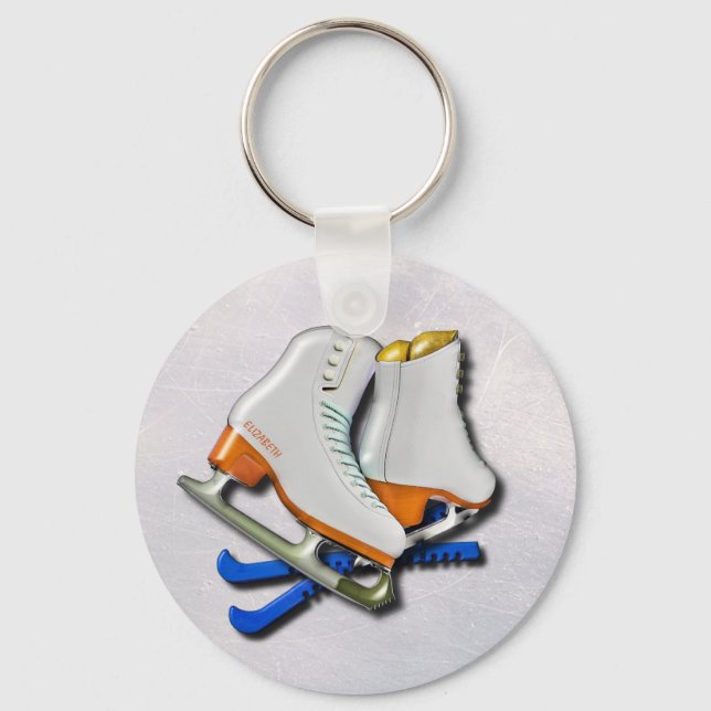 Figure Skates And Skates Guards With Your Name Keychain (Front)