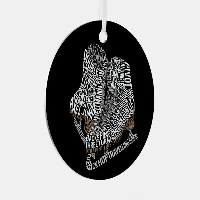 Figure Skates Word Art Ice Skating Metal Ornament (Front Right)