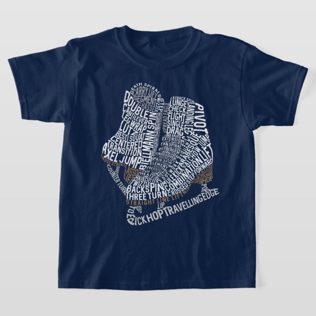  Figure Skates Word Art Ice Skating T-Shirt (Laydown)