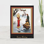 Figure Skating Art Deco Christmas Ladies Holiday Card<br><div class="desc">Figure Skating Art Deco Christmas Ladies</div>