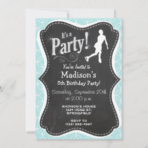 Figure Skating; Baby Blue Circles Invitation