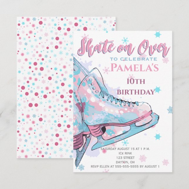 Figure Skating Birthday Party invitation (Front/Back)